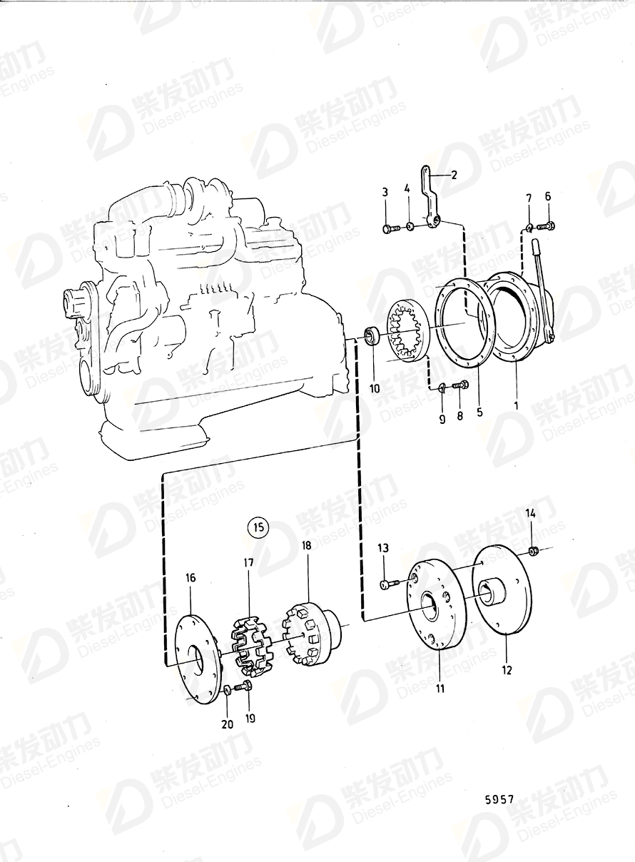 VOLVO Gasket kit, induct+exhaust manifold 22294356 Drawing